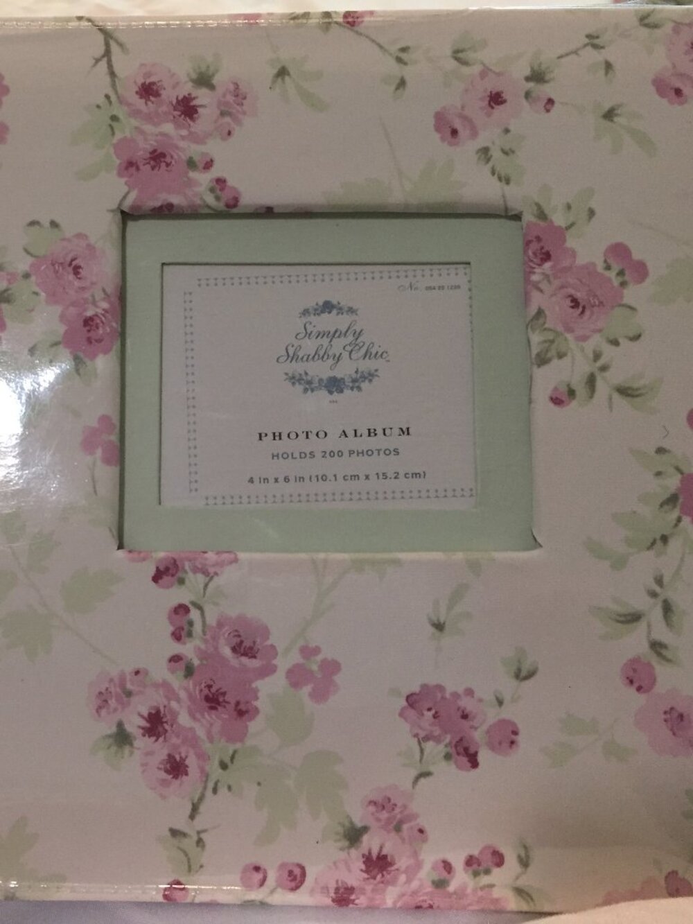 Simply Shabby Chic Photo Album  White Green Pink Floral Picture Holder Holds 4"